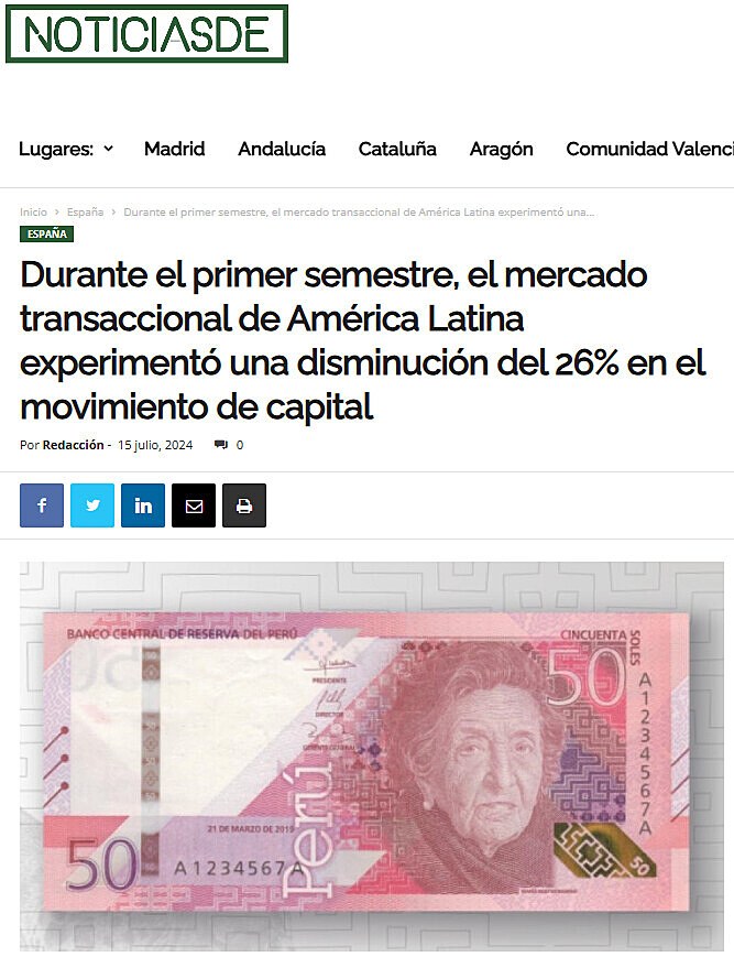 Durante el primer semestre, el mercado transaccional de Amrica Latina experiment una disminucin del 26% en el movimiento de capital